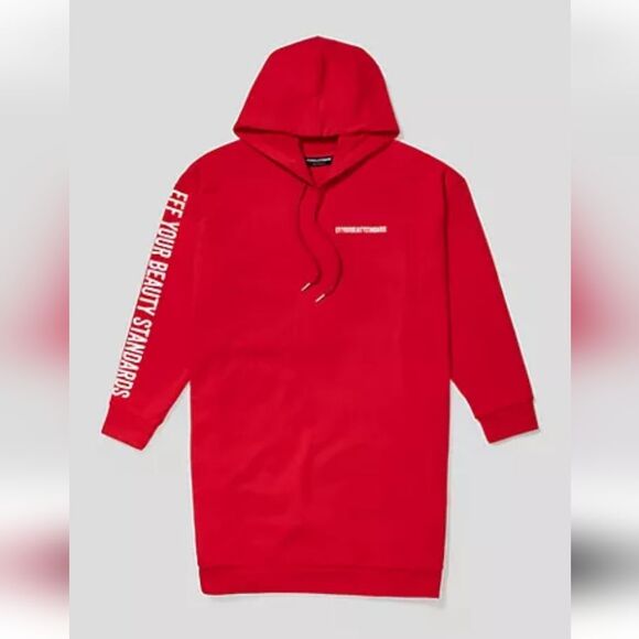 Fashion To Figure x Tess Holiday NWT Women's 3X EYBS Red Graphic Hoodie Dress - Picture 9 of 10